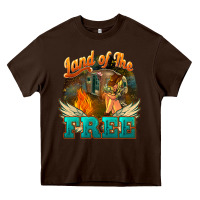 Chocolate Brown land of the free Heavy Core Tee - NancyCooperArtShop