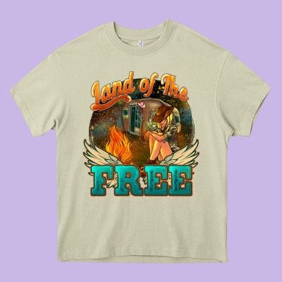 Land Of The Free Heavy Core Tee Designed By Nancycooperartshop