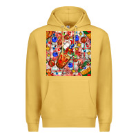 Antique Gold christmas coffee cups ornaments and lights with diamond plaid seamless Premium Hoodie - BundleAndBundleShop