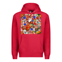 Cardinal christmas coffee cups ornaments and lights with diamond plaid seamless Premium Hoodie - BundleAndBundleShop