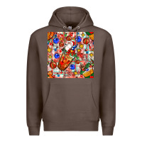 Coffee christmas coffee cups ornaments and lights with diamond plaid seamless Premium Hoodie - BundleAndBundleShop