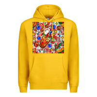 Lemon christmas coffee cups ornaments and lights with diamond plaid seamless Premium Hoodie - BundleAndBundleShop