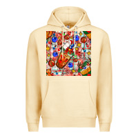Pina Colada christmas coffee cups ornaments and lights with diamond plaid seamless Premium Hoodie - BundleAndBundleShop