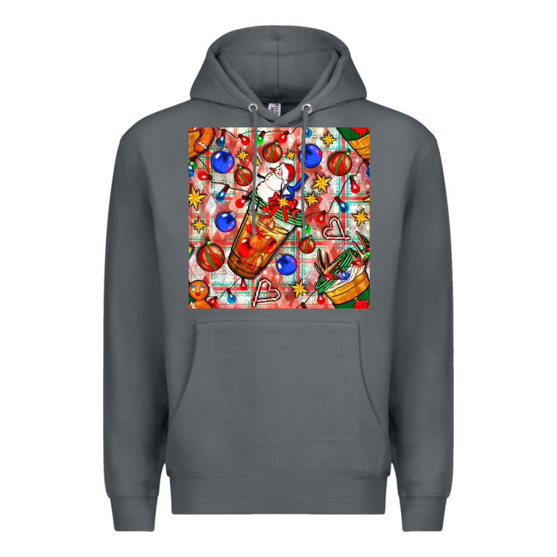 Christmas Coffee Cups Ornaments And Lights With Diamond Plaid Seamless Premium Hoodie by BundleAndBundleShop | Teevron