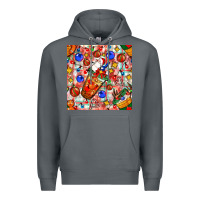 Rock christmas coffee cups ornaments and lights with diamond plaid seamless Premium Hoodie - BundleAndBundleShop
