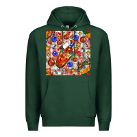Sports Green christmas coffee cups ornaments and lights with diamond plaid seamless Premium Hoodie - BundleAndBundleShop