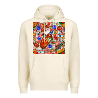 Tofu christmas coffee cups ornaments and lights with diamond plaid seamless Premium Hoodie - BundleAndBundleShop
