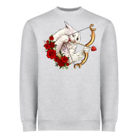 Heather Grey cupid cat Heavyweight Sweatshirt - OliviaCreatesArt
