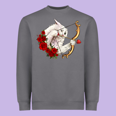 Cupid Cat Heavyweight Sweatshirt Designed By Oliviacreatesart