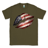 Army Green American Flag Lips Classic Tee - Bettercallsaul