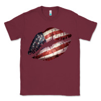 Burgundy American Flag Lips Classic Tee - Bettercallsaul