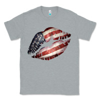 Heather Grey American Flag Lips Classic Tee - Bettercallsaul