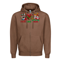 Chestnut Peace Love Day Of The Dead Zipper Hoodie - BundleAndBundleShop