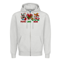 Dove Grey Peace Love Day Of The Dead Zipper Hoodie - BundleAndBundleShop