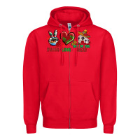 Red Peace Love Day Of The Dead Zipper Hoodie - BundleAndBundleShop