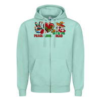 Seafoam Peace Love Day Of The Dead Zipper Hoodie - BundleAndBundleShop
