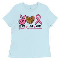 Baby Blue peace love cure Ladies Tee - RanaPortraitStore