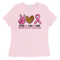 Bubblegum Pink peace love cure Ladies Tee - RanaPortraitStore