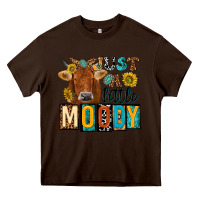 Chocolate Brown just a little moody with cow Heavy Core Tee - NancyCooperArtShop