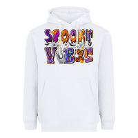 White Spooky Vibes Heavyweight Hoodie - CowhideDigitalArt