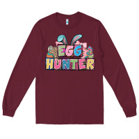 Burgundy Egg hunter plate letters Easter Day Long Sleeve Tee - HowdyJamesFarm