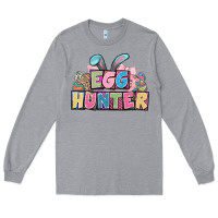 Heather Grey Egg hunter plate letters Easter Day Long Sleeve Tee - HowdyJamesFarm