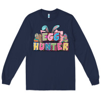 Navy Egg hunter plate letters Easter Day Long Sleeve Tee - HowdyJamesFarm