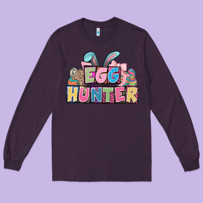 Egg Hunter Plate Letters Easter Day Long Sleeve Tee Designed By Howdyjamesfarm