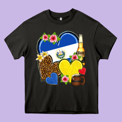 El Salvador Hearts Heavy Core Tee Designed By Nancycooperartshop