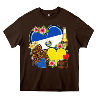 Chocolate Brown el salvador hearts Heavy Core Tee - NancyCooperArtShop