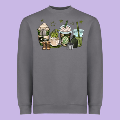 Us Army Coffee Cups Heavyweight Sweatshirt Designed By Oliviacreatesart