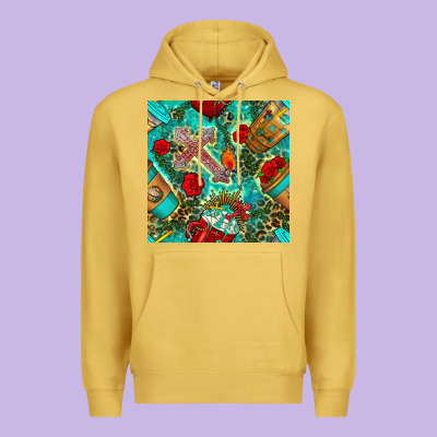 Faith Coffee Cup And Cross With Leopard And Roses Seamless Pattern Bbs Premium Hoodie Designed By Bundleandbundleshop