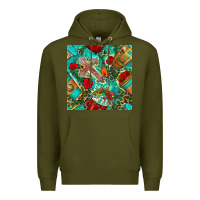 Army Green faith coffee cup and cross with leopard and roses seamless pattern bbs Premium Hoodie - BundleAndBundleShop