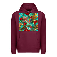 Burgundy faith coffee cup and cross with leopard and roses seamless pattern bbs Premium Hoodie - BundleAndBundleShop