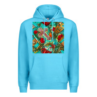 Ocean Blue faith coffee cup and cross with leopard and roses seamless pattern bbs Premium Hoodie - BundleAndBundleShop
