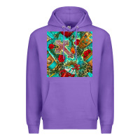 Purple faith coffee cup and cross with leopard and roses seamless pattern bbs Premium Hoodie - BundleAndBundleShop