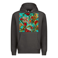 Smoke faith coffee cup and cross with leopard and roses seamless pattern bbs Premium Hoodie - BundleAndBundleShop