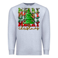 Heather Grey Merry Christmas Tree Premium Sweatshirt - CowhideDigitalArt
