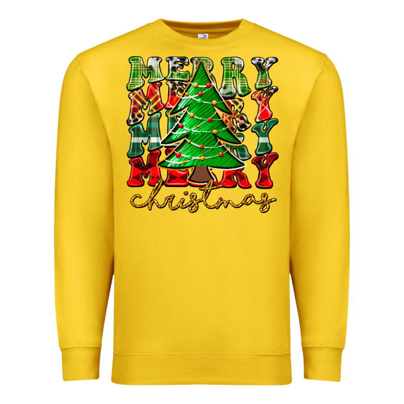 Merry Christmas Tree Premium Sweatshirt by CowhideDigitalArt | Teevron