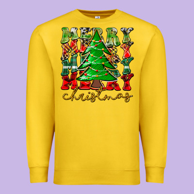 Merry Christmas Tree Premium Sweatshirt Designed By Cowhidedigitalart