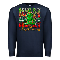 Navy Merry Christmas Tree Premium Sweatshirt - CowhideDigitalArt