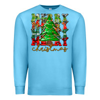 Ocean Blue Merry Christmas Tree Premium Sweatshirt - CowhideDigitalArt