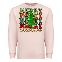 Pale Pink Merry Christmas Tree Premium Sweatshirt - CowhideDigitalArt