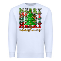 White Merry Christmas Tree Premium Sweatshirt - CowhideDigitalArt