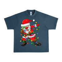 Midnight Navy Dabbing Santa Christmas Tree Lights Urban Heavy Tee - tuanDangUi
