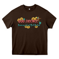 Chocolate Brown god fidence Heavy Core Tee - MaliasSmallBusiness