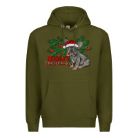 Army Green merry christmas french bulldog Premium Hoodie - RanaPortraitStore