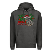 Charcoal Heather merry christmas french bulldog Premium Hoodie - RanaPortraitStore