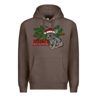 Coffee merry christmas french bulldog Premium Hoodie - RanaPortraitStore