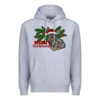Heather Grey merry christmas french bulldog Premium Hoodie - RanaPortraitStore